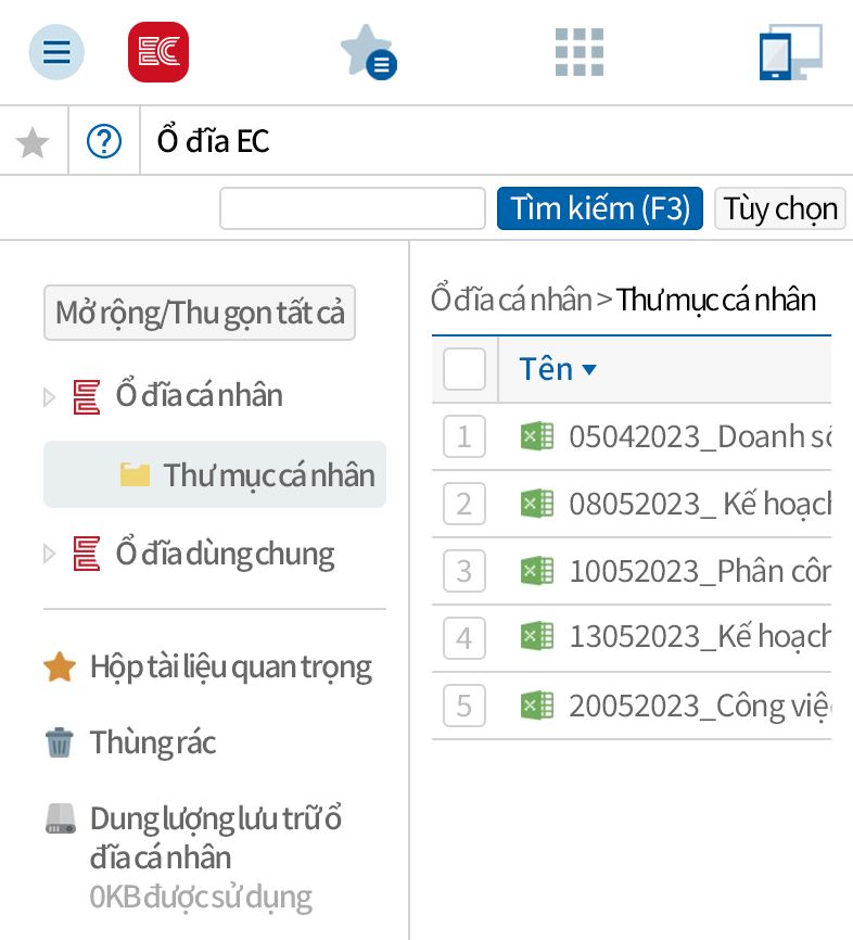 Màn hình App điện thoại