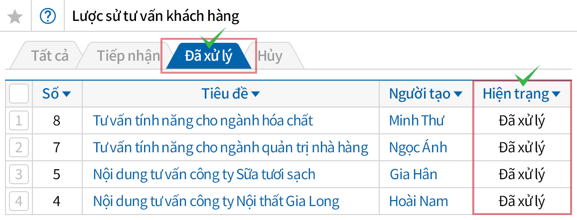 Quản lý lược sử khách hàng