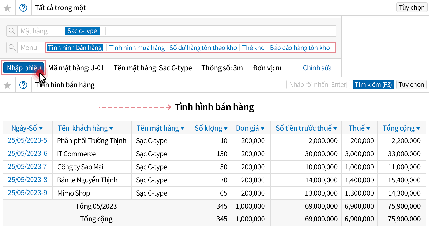 Nắm bắt tổng thể chi tiết tồn kho theo từng mặt hàng