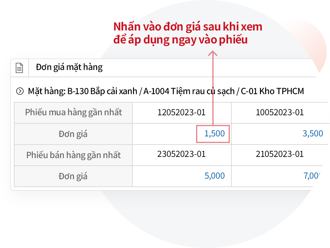 Xem tổng thể tình hình biến động đơn giá
