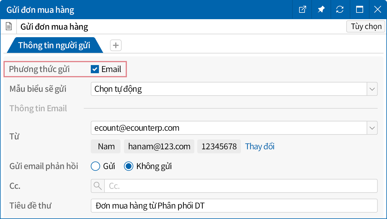 Phương thức gửi đơn mua hàng tiện lợi