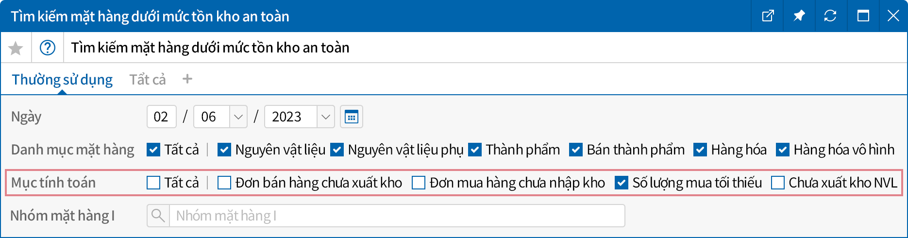 Tự động tính toán số lượng đặt mua