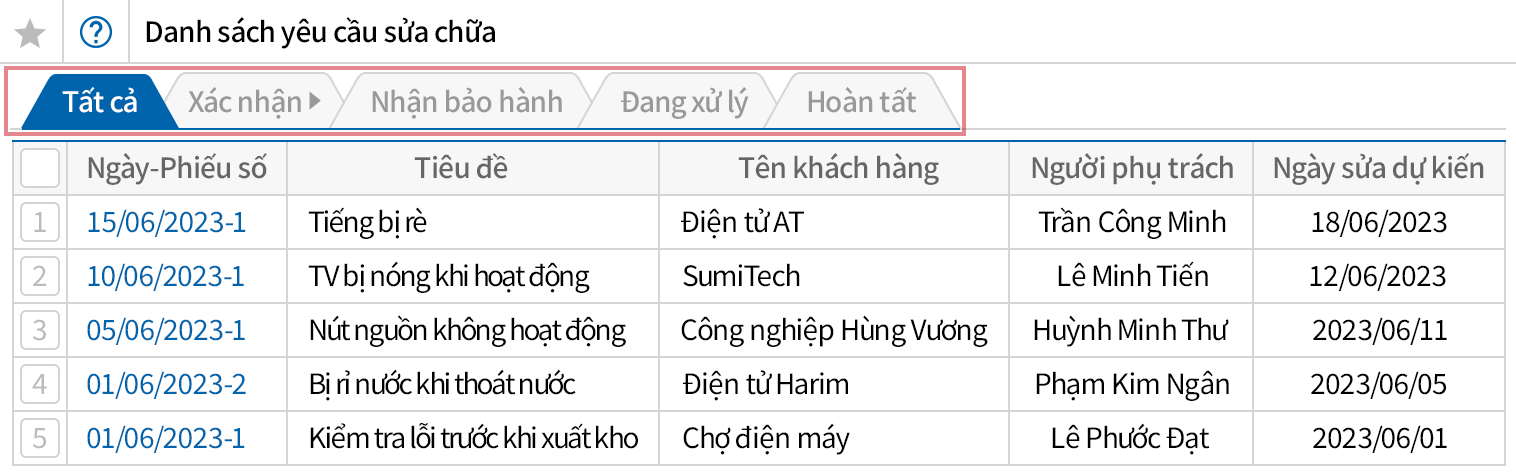 Thiết lập tính năng chi tiết đúng với quy trình bảo hành của công ty