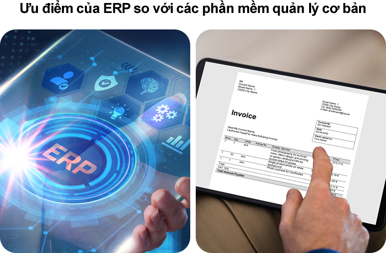Ưu điểm của ERP so với phần mềm đơn lẻ Phần mềm ERP vượt trội hơn phần mềm đơn lẻ nhờ tính năng tích hợp, chi phí tối ưu và khả năng mở rộng